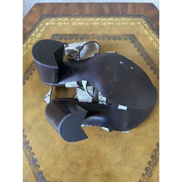 Cole Haan Women 5.5 Slingback Leather Python Print Heeled Sandals Chunky Heels - Picture 7 of 8